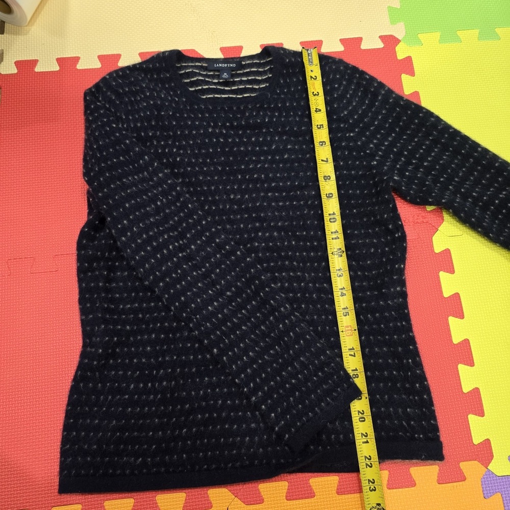 Lands' End 100% Cashmere Sweater Youth M 10-12 Fits Women's‎ XS Navy Striped